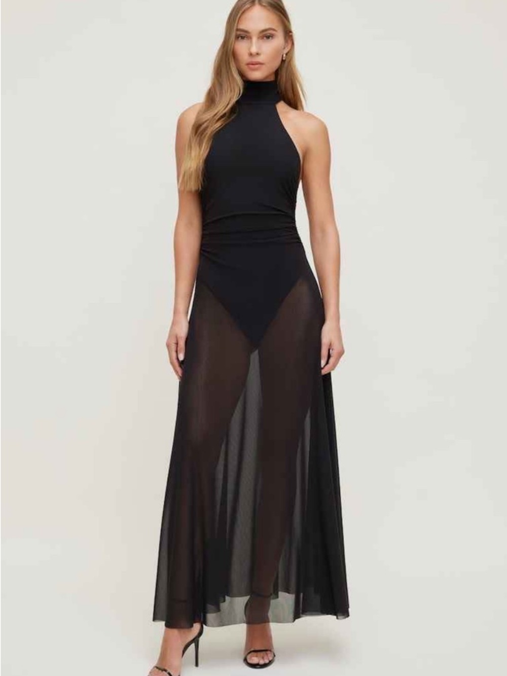 Sheer Black Halter Maxi Dress